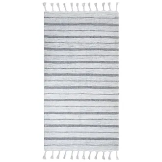 Beliani Alfombra Blanco Crema Gris 80 X 150 Cm Pl&aacute;stico Reciclado Patr&oacute;n A Rayas Bademli