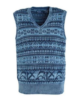 Ralph Lauren FAIR ISLE INDIGO COTTON SWEATER VEST