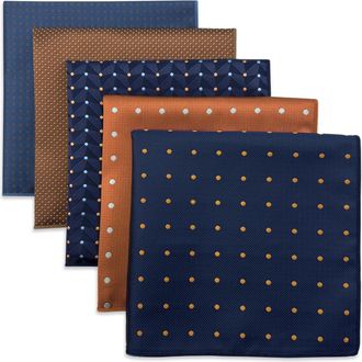 Shlax & Wing 5 Pack Mens Pocket Squares Set 12.6 Formal Handkerchiefs for Suits Weddings Tuxedos Assorted Colors Patterns No.16
