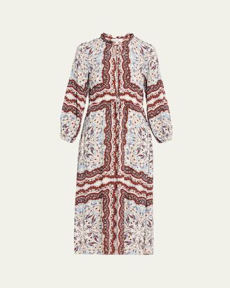 Cara Cara Berkshire Paisley Long-Sleeve Midi Dress