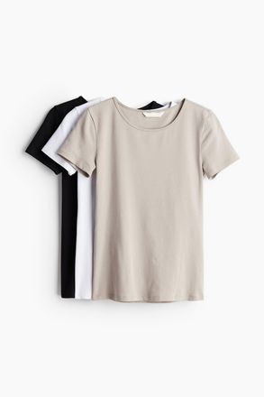H&M 3er-Pack T-Shirts - Brown