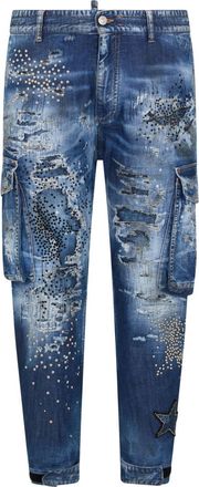 Dsquared2 embellished cargo jeans - men - Cotton/Polyester/Elastane/Cotton - 52 - Blue