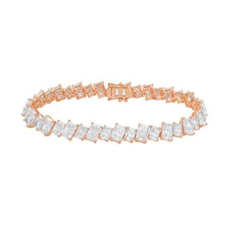 Diana M. Jewels 14kt Rose Gold 10.00cts Lab Grown Slanted Radiant Diamond Tennis Bracelet