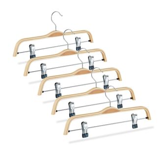 Relaxdays Pack De 20 Perchas Ropa Con Pinzas, Madera Y Metal, Beige, 17 X 37,5 X 2,5 Cm - Relaxdays