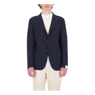 Eleventy Blazers, male, Blue, Size: M Single-breasted Patch-pocket Blazer