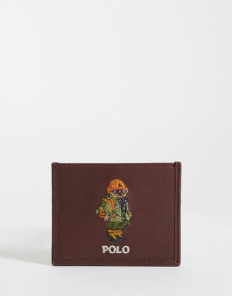Polo Ralph Lauren portacarte con stampa orso marrone