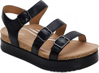 Aetrex Womens Aria Arch Support Platform Sandal In Black