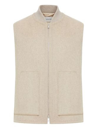 Lardini zip-front gilet - men - Wool - 58 - Neutrals