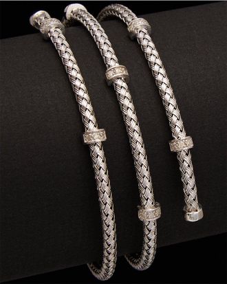 Meshmerise 18K Over Silver 0.18 Ct. Tw. Diamond Bangle Bracelet