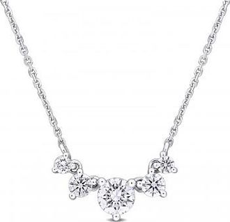 Allurez Round Cut Lab Grown Diamond 5-Stone Necklace 14K White Gold (0.64ct)