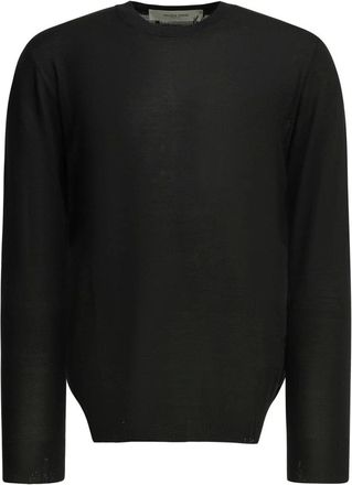Golden Goose Truien & Vesten, Heren, Zwart, L, Leer, Gedetailleerde trui met ronde hals