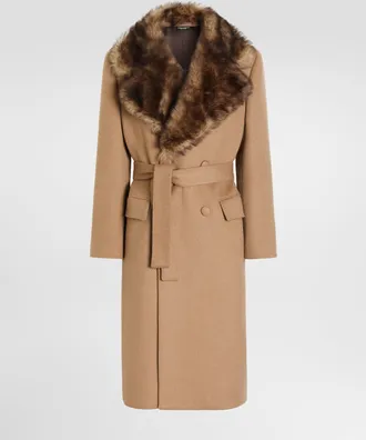 Dolce & Gabbana Double-breasted Coat In Double Camel - Man Coats And Jackets Brown 44