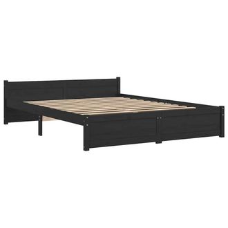 Berkfield Home Beautiful Bed Frame Black Solid Wood 140x190 cm
