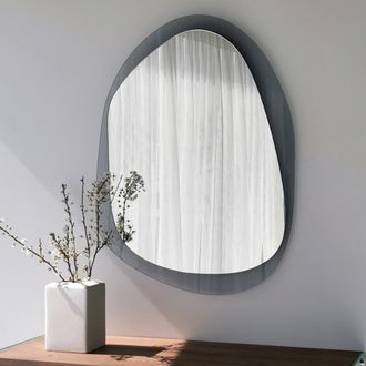 Dmora Espejo Curti, Forma Ovalada, Tipo De Pared, Estructura Transparente, 55x75h Cm Negro Ahumado