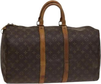 Louis Vuitton Tweedehands Canvas Louis Vuitton tassen - Dames - Vintage Weekendtas - Bruin - ONE Size - Vintage