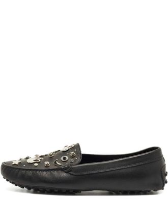 Tod's Gommini embellished leather loafers - women - Calf Leather/Calf Leather/Rubber - 39 - Black