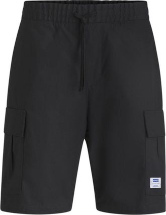 HUGO BOSS Structured-cotton shorts with drawstring and logo patch