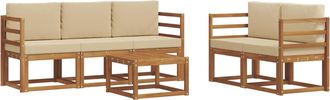 vidaXL Conjunto De Sof&aacute;s De Exterior 6 Uds. Natural Y Beige Vidaxl
