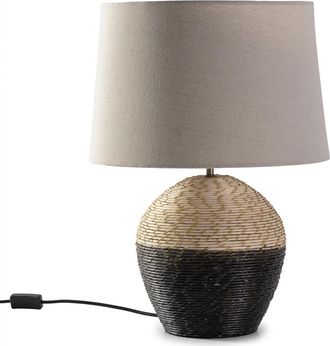 HOMN Lámpara de mesa de ratán natural, diámetro 40,5 cm