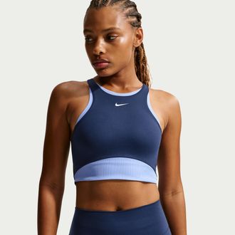 Nike Womens One Medium-Support Padded Sports Bra in Blue | IB9932-410