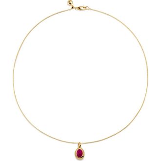 Monica Vinader Birthstone Locket Necklace in 18Ct Gold /Pink Quartz at Nordstrom