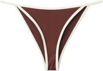 Mango Contrast Binding Bikini Bottoms in Brown at Nordstrom, Size Medium