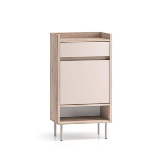 Petits Meubles Mueble zapatero 1 puerta 1 caj&oacute;n paneles laminados cachemira y madera