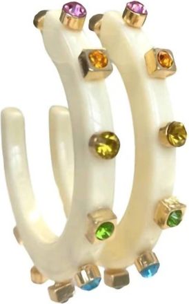 Smith & Co Womens Large City Girl Jewel Hoop Earrings In Rainbow