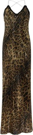 Roberto Cavalli Jurk met jaguarprint - Dames - Avondkleed - Beige - L - Kleedjes