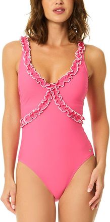 CeCe by Cynthia Steffe Cece Contrast Ruffle One-Piece