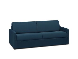 Vente-Unique Sofá cama italiano 4 plazas de tela CALIFE - Azul oscuro - Cama 160 cm - Colchón con memoria de forma 22 cm