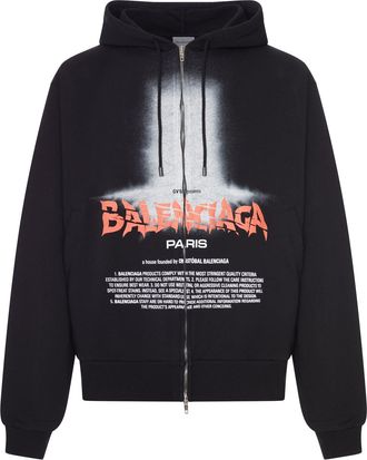 Balenciaga THE DOOR OVERSIZED ZIP SWEATSHIRT IN BLACK DRY FLEECE - Balenciaga - Man