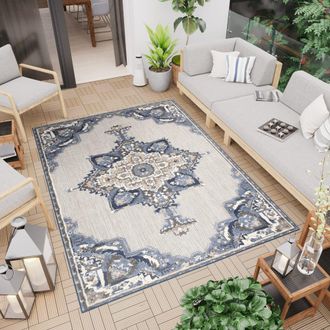 Tapiso Alfombra de exterior de polipropileno en azul y beige 200x300 cm