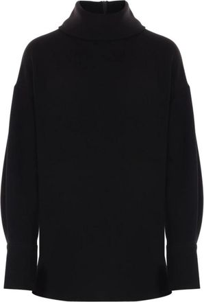Alberto Biani Zwarte Cowl Neck Top met geknoopte manchetten - Dames - Longsleeves - Zwart - M - Tops