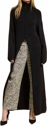Mimosa Turtleneck Tunic Sweater Slit Maxi Dress In Black