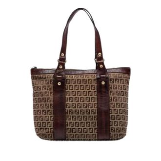 Fendi Pre-owned Tote Bags, female, Brown, Size: ONE SIZE Pre-owned Canvas Tote Bag