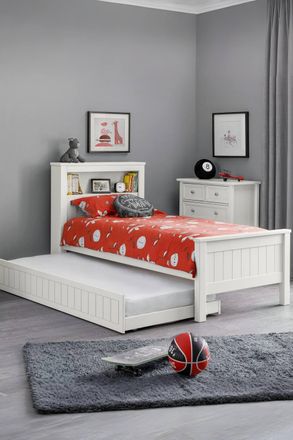 Julian Bowen Maine Bookcase Bed with Underbed Trundle in White | Size: Single