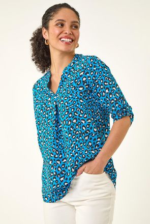 Roman Animal Print Woven Top