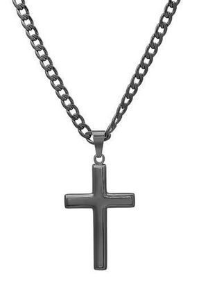 HMY Jewelry Mens Black Cross Pendant Necklace at Nordstrom Rack