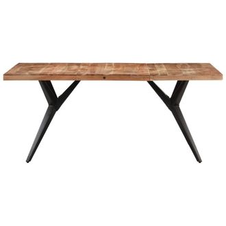 Berkfield Home Dining Table 160x80x76 cm Solid Acacia Wood in Black | Size: 160 x 80 x 76 cm