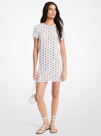 Michael Kors Mirror-Embellished Floral Laser-Cut Scuba Dress