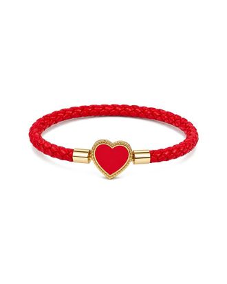 Jean Claude Leather & Stainless Steel Cz Bracelet