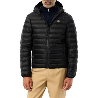 Lacoste Hooded Puffer Jacket in Black at Nordstrom, Size 36 Us