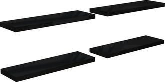 vidaXL Vidaxl - Estantes flotantes pared 4 uds negro brillo mdf 80x23,5x3,8 cm