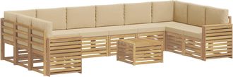 vidaXL Conjunto De Sof&aacute;s De Exterior 11 Uds. Y Beige Poli&eacute;ster Vidaxl