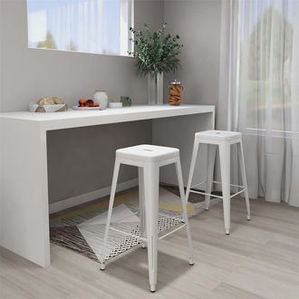 vidaXL Taburetes De Bar Apilables 2 Unidades De Metal Blanco Vidaxl