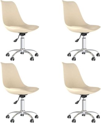 vidaXL Vidaxl - Sillas De Comedor Giratorias 4 Unidades Tela Crema