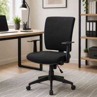 Serena Silla De Oficina Dlom, Sill&oacute;n Ejecutivo Con Reposabrazos, Asiento De Oficina Ergon&oacute;mico, 61x65h98/108 Cm, Negro - Dmora