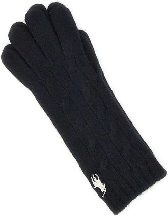 Polo Ralph Lauren Handschoenen van kabelgebreide wol en kasjmier - Dames - Handschoenen - Zwart - ONE Size - Wol - Accessoires