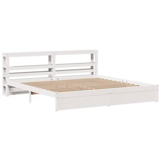 Berkfield Home Beautiful Bed Frame with Headboard without Mattress White 180x200 | Size: Super King